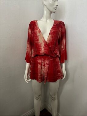 Blue life  Tie-Dye Surplice Romper